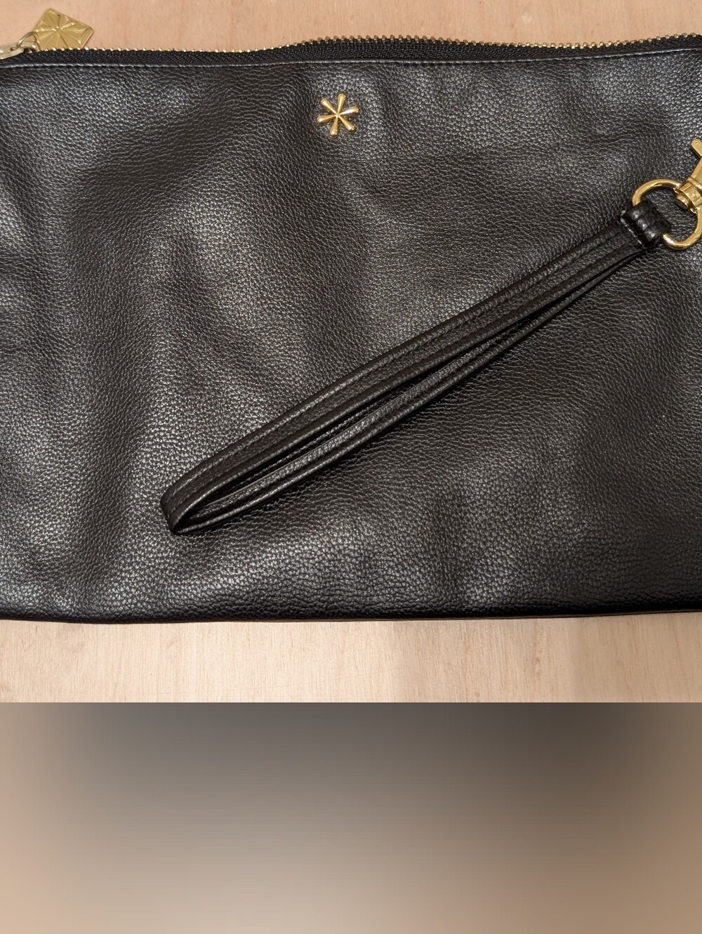 Erin Condren Black Clutch Wristlet Pouch Faux Leather 9 X 7 Zip Closure